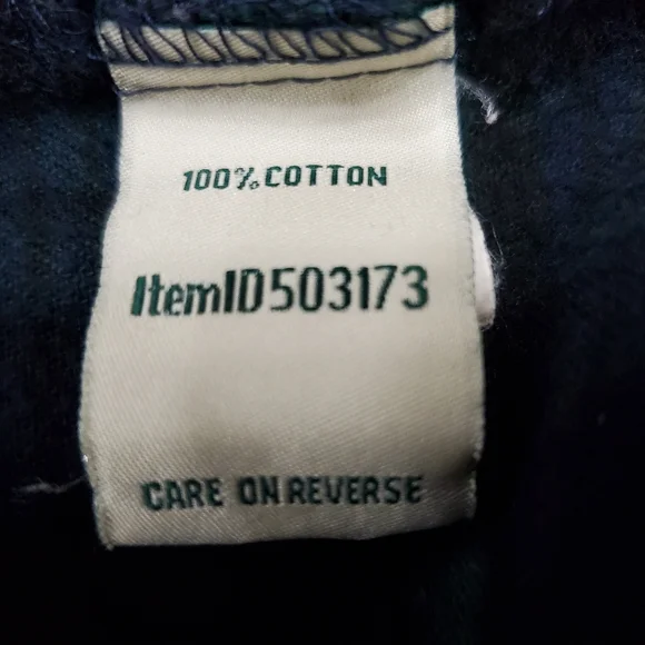 LL Bean flannel pajamas women's XL petite green and blue Scotch plaid pockets - Picture 9 of 16